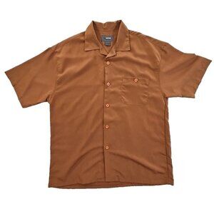 Le Monde Homme Couture Shirt Men's L Brown Short Sleeve Button Up Old Money EUC‎